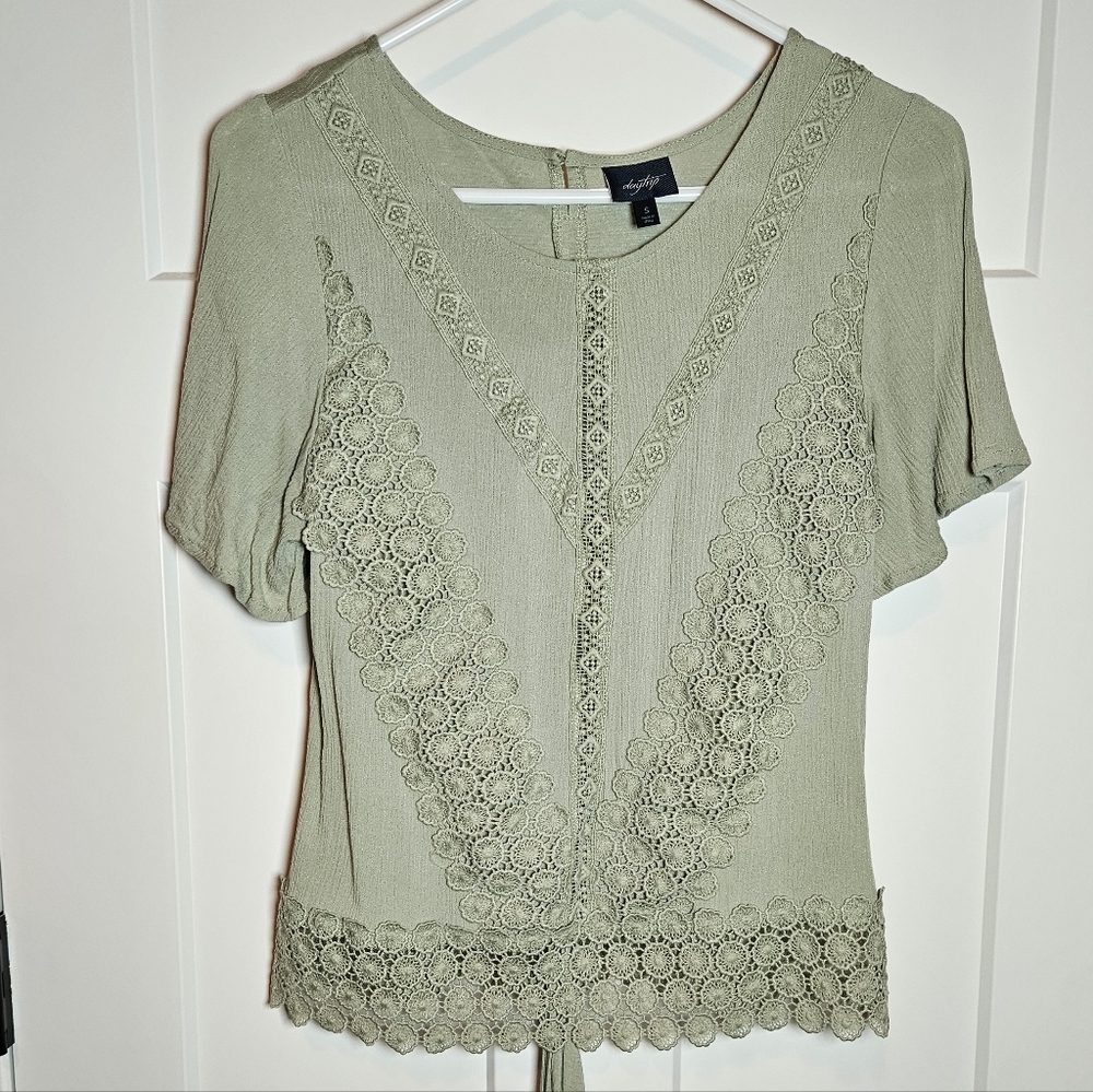 Daytrip Olive Lace Blouse